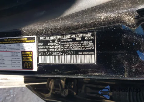 2025 Mercedes-Benz C 300 from USA, damaged, VIN W1KAF4GB0SR239831